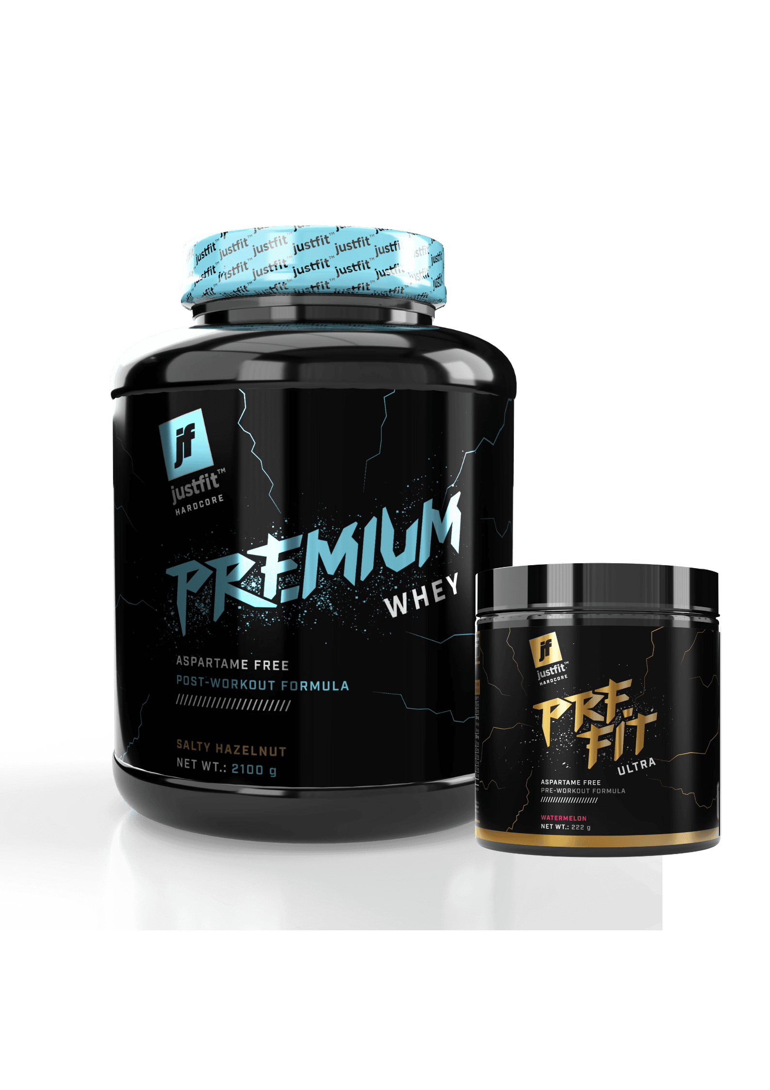 JustFit Muscle & Energy Pack - JustFit Hardcore Премиум суроватъчен протеин + Предтренировъчен Pre Fit Ultra с кофеин