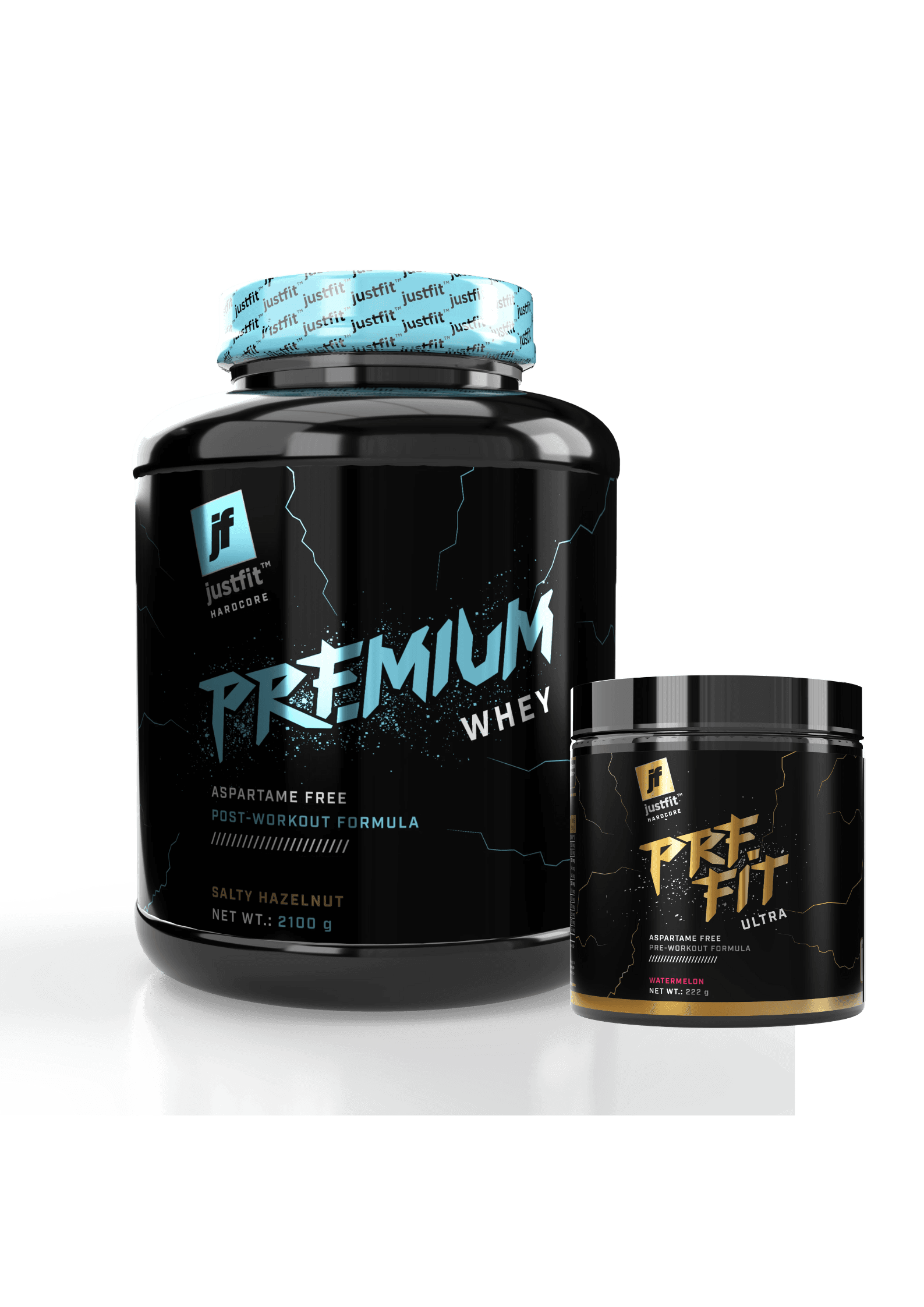 JustFit Muscle & Energy Pack - Premium JustFit Hardcore Whey Protein + JustFit Hardcore Pre Fit Ultra Pre-Workout with Caffeine - Image 1